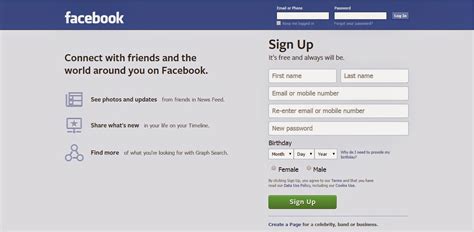 facebook login or sign up